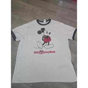 Walt‎ Disney World Mickey Mouse Graphic Tee Ringer XL Vintage Style Unisex
